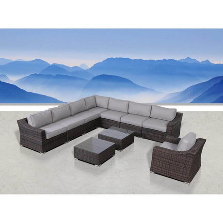 Fully Assembled 10 - Piece Brown Wicker Outdoor Patio Seating Set - Serenova - Omega Lifestyles