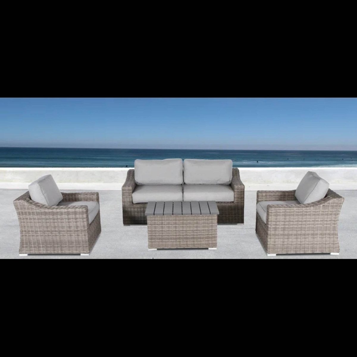 Fully Assembled 4 - Person Outdoor Wicker Seating Group With Cushions - Serenova - Omega Lifestyles