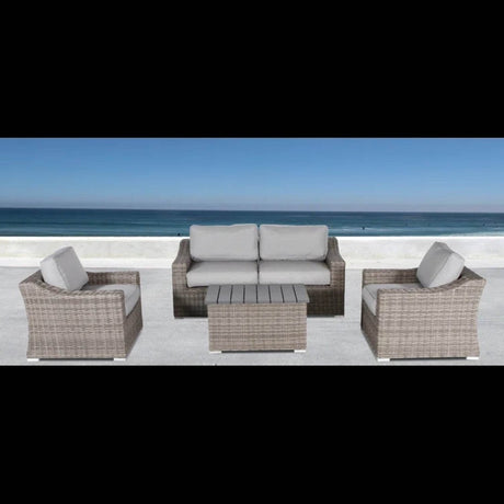 Fully Assembled 4 - Person Outdoor Wicker Seating Group With Cushions - Serenova - Omega Lifestyles