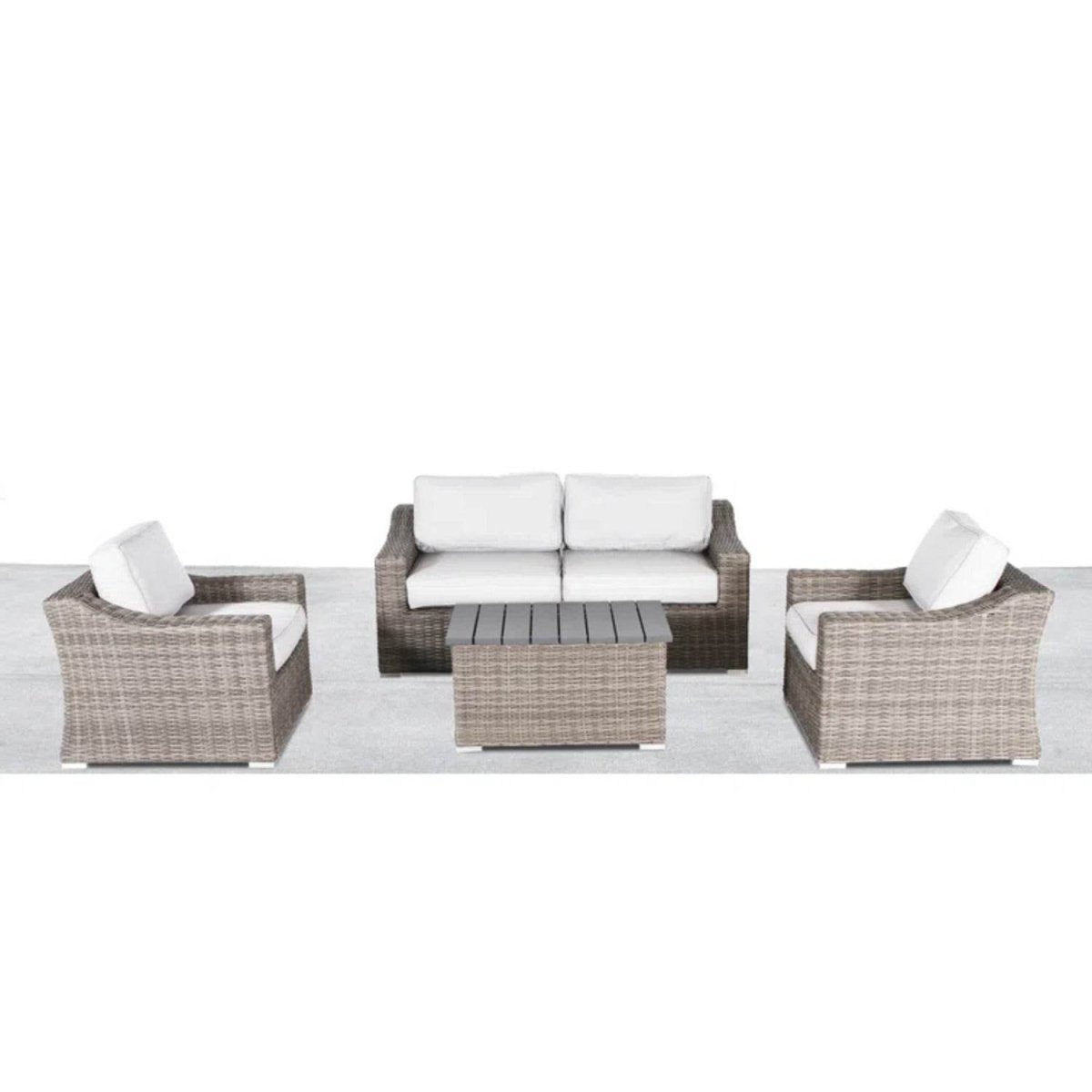 Fully Assembled 4 - Person Outdoor Wicker Seating Group With Cushions - Serenova - Omega Lifestyles