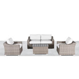 Fully Assembled 4 - Person Outdoor Wicker Seating Group With Cushions - Serenova - Omega Lifestyles