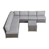 Fully Assembled 6 - Person Gray Wicker Patio Seating Group - Serenova - Omega Lifestyles