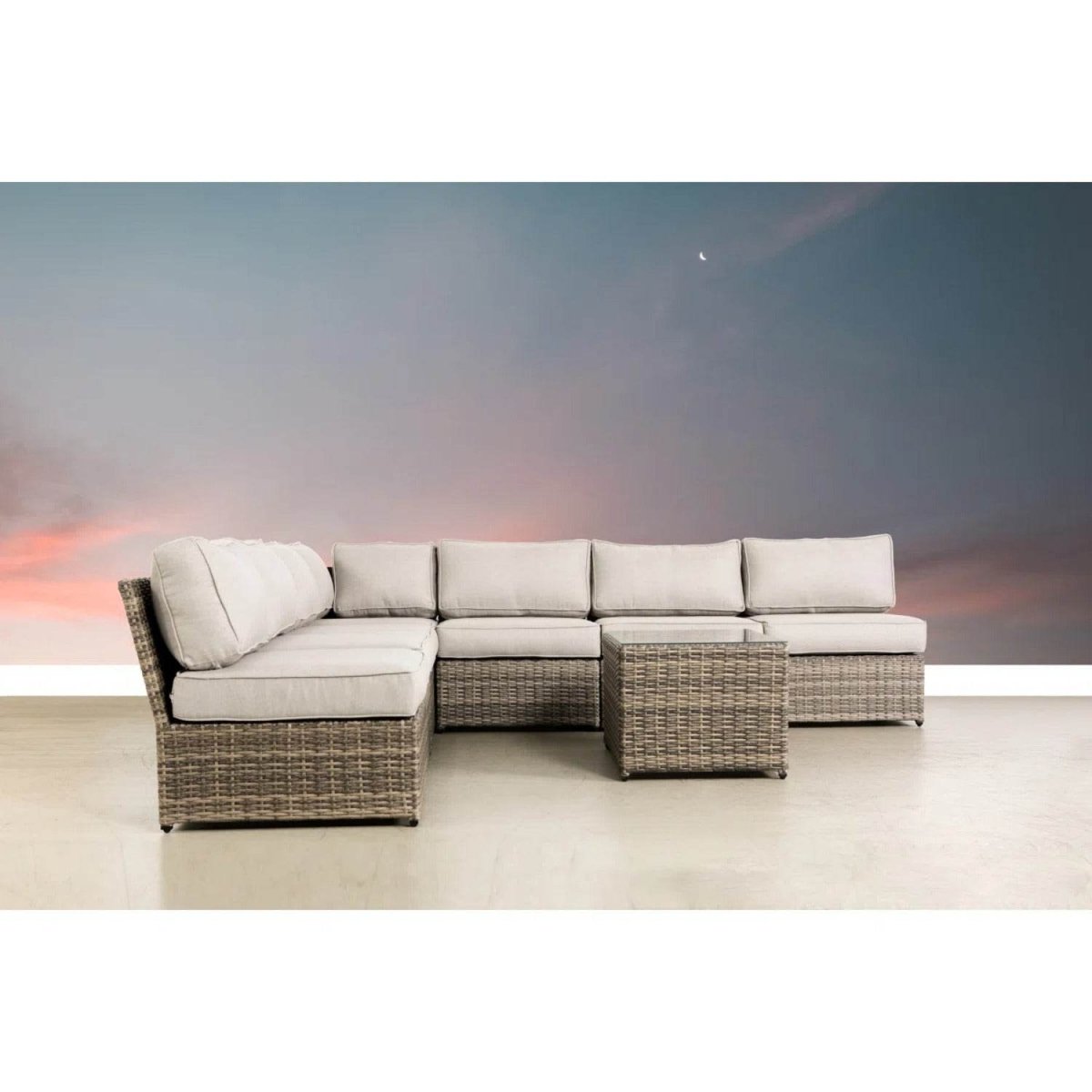 Fully Assembled 6 - Person Gray Wicker Patio Seating Group - Serenova - Omega Lifestyles