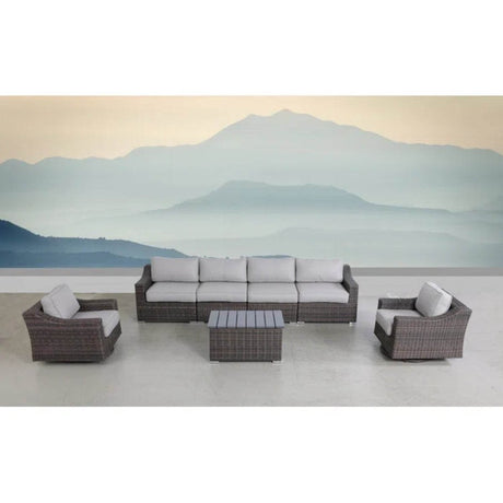 Fully Assembled 6 - Piece Outdoor Wicker Patio Sofa Set - Serenova - Omega Lifestyles