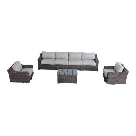 Fully Assembled 6 - Piece Outdoor Wicker Patio Sofa Set - Serenova - Omega Lifestyles