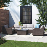 Fully Assembled 6 - Piece Outdoor Wicker Patio Sofa Set - Serenova - Omega Lifestyles