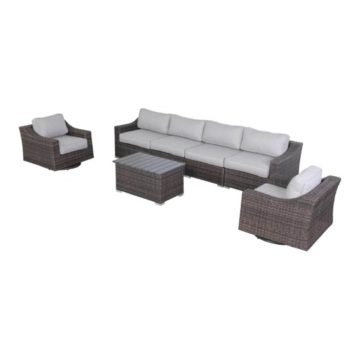 Fully Assembled 6 - Piece Outdoor Wicker Patio Sofa Set - Serenova - Omega Lifestyles