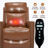 Genuine Leather Medium - Firm Heat Massage Recliner Chair - Serenova - Omega Lifestyles