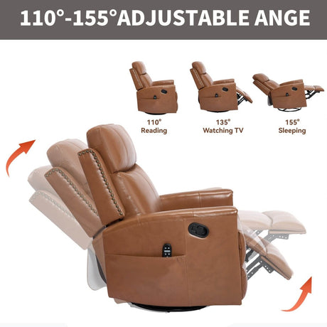 Genuine Leather Medium - Firm Heat Massage Recliner Chair - Serenova - Omega Lifestyles