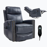 Genuine Leather Medium - Firm Heat Massage Swivel Recliner Chair - Serenova - Omega Lifestyles