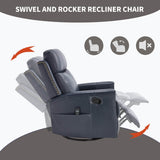 Genuine Leather Medium - Firm Heat Massage Swivel Recliner Chair - Serenova - Omega Lifestyles