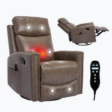 Genuine Leather Medium - Firm Heat Massage Swivel Recliner Chair - Serenova - Omega Lifestyles