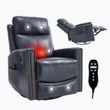 Genuine Leather Medium - Firm Heat Massage Swivel Recliner Chair - Serenova - Omega Lifestyles