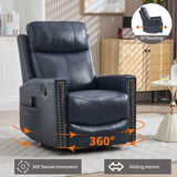 Genuine Leather Medium - Firm Heat Massage Swivel Recliner Chair - Serenova - Omega Lifestyles