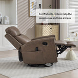 Genuine Leather Medium - Firm Heat Massage Swivel Recliner Chair - Serenova - Omega Lifestyles