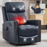 Genuine Leather Medium - Firm Heat Massage Swivel Recliner Chair - Serenova - Omega Lifestyles