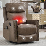 Genuine Leather Medium - Firm Heat Massage Swivel Recliner Chair - Serenova - Omega Lifestyles