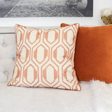Geometric Embroidered Cotton Throw Pillow Rust Accent - Serenova - Omega Lifestyles