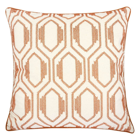 Geometric Embroidered Cotton Throw Pillow Rust Accent - Serenova - Omega Lifestyles