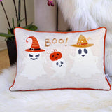 Halloween Embroidered Ghost Accent Polyester Throw Pillow 14x20 - Serenova - Omega Lifestyles