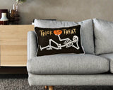 Halloween Skeleton Embroidered Velvet Lumbar Throw Pillow - Serenova - Omega Lifestyles