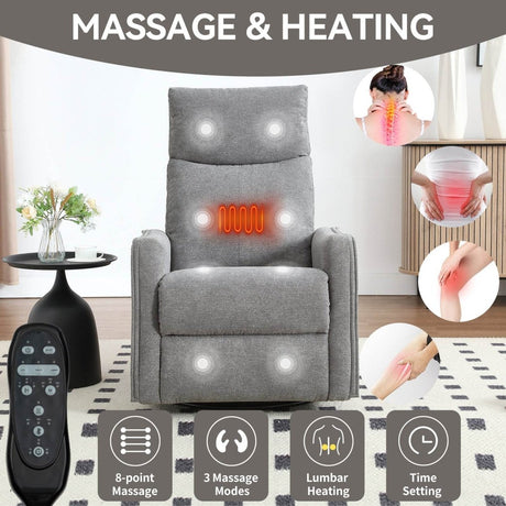 Heat Massage Manual Recliner Chair With Rocker Swivel - Serenova - Omega Lifestyles