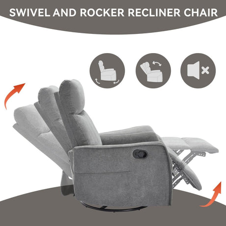 Heat Massage Manual Recliner Chair With Rocker Swivel - Serenova - Omega Lifestyles