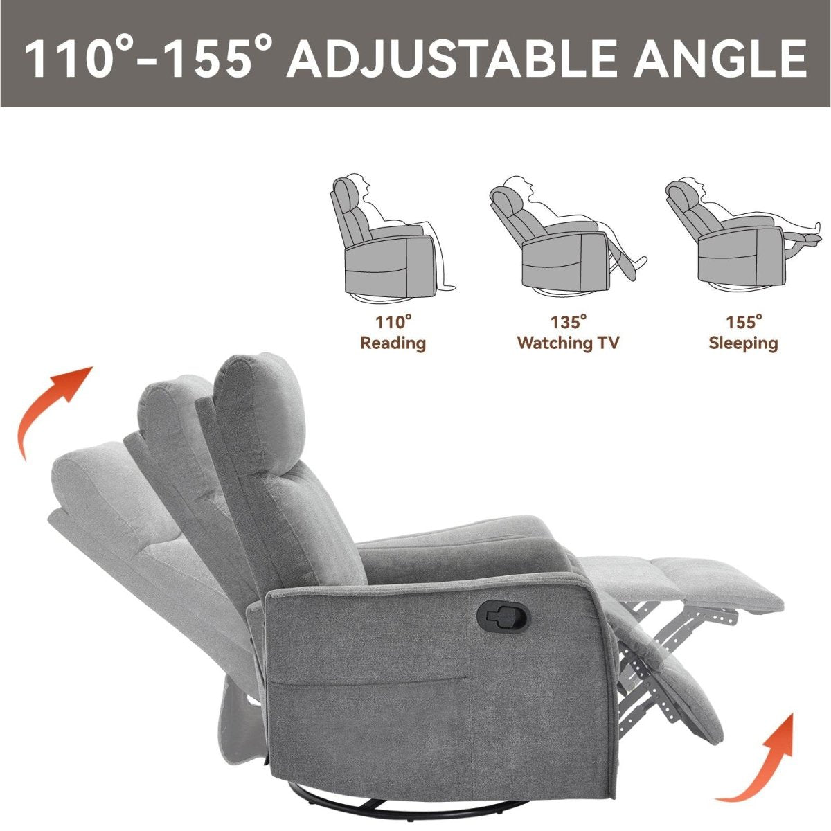 Heat Massage Manual Recliner Chair With Rocker Swivel - Serenova - Omega Lifestyles