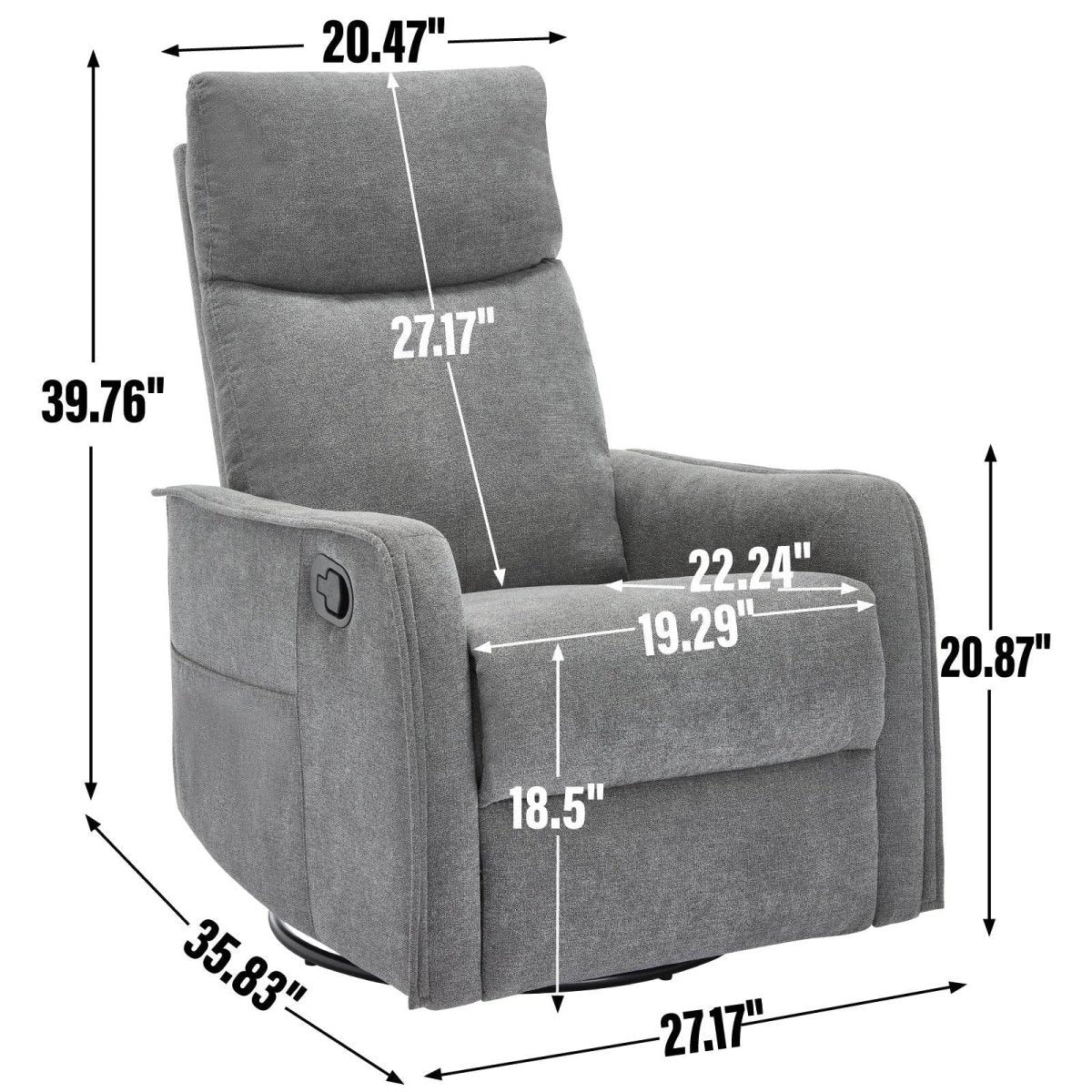 Heat Massage Manual Recliner Chair With Rocker Swivel - Serenova - Omega Lifestyles