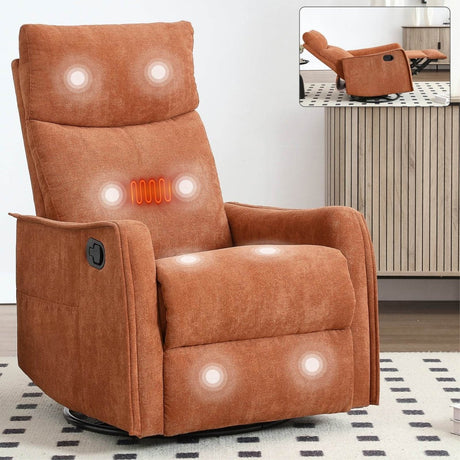 Heat Massage Manual Recliner Chair With Swivel Rocker - Serenova - Omega Lifestyles