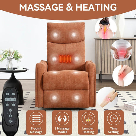Heat Massage Manual Recliner Chair With Swivel Rocker - Serenova - Omega Lifestyles