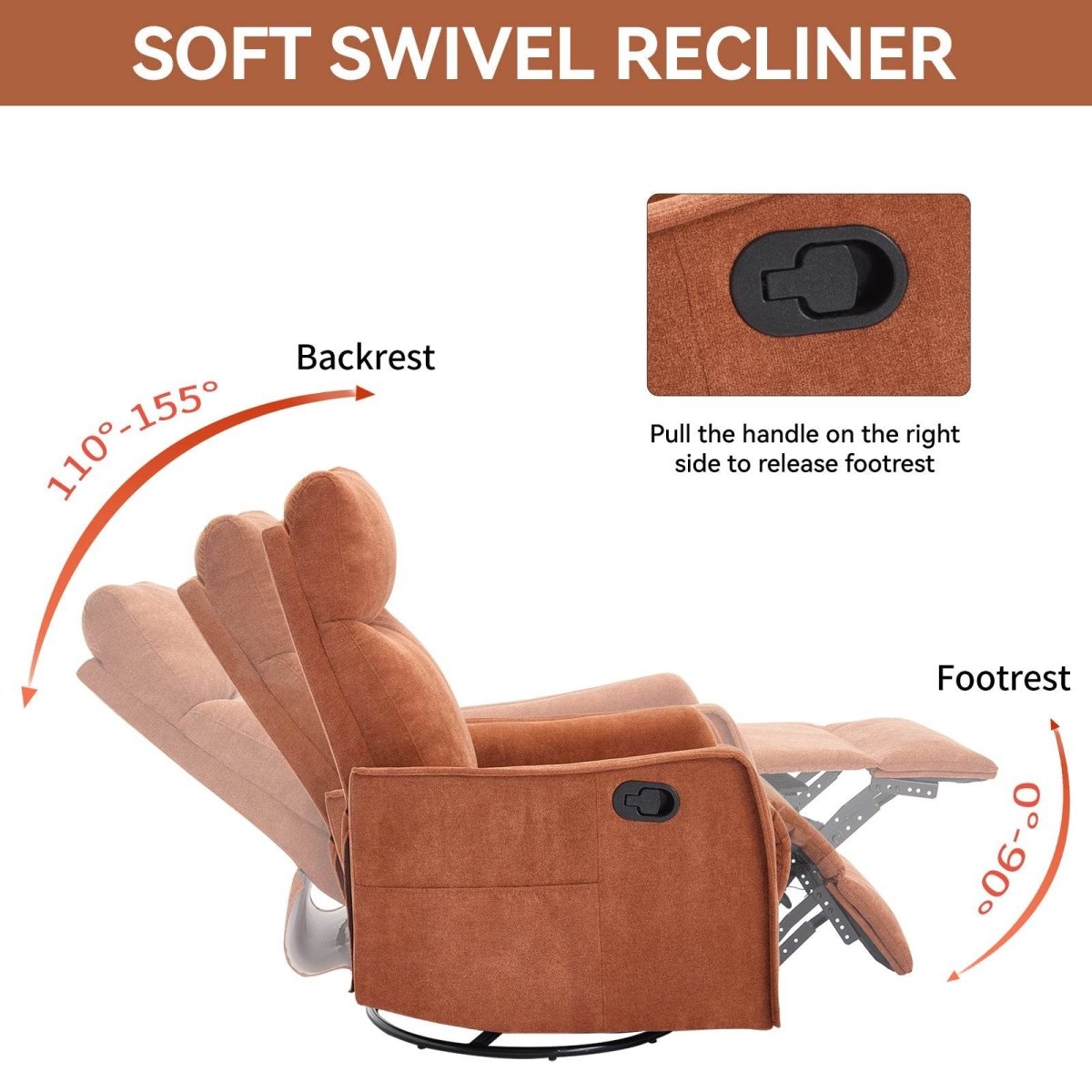 Heat Massage Manual Recliner Chair With Swivel Rocker - Serenova - Omega Lifestyles