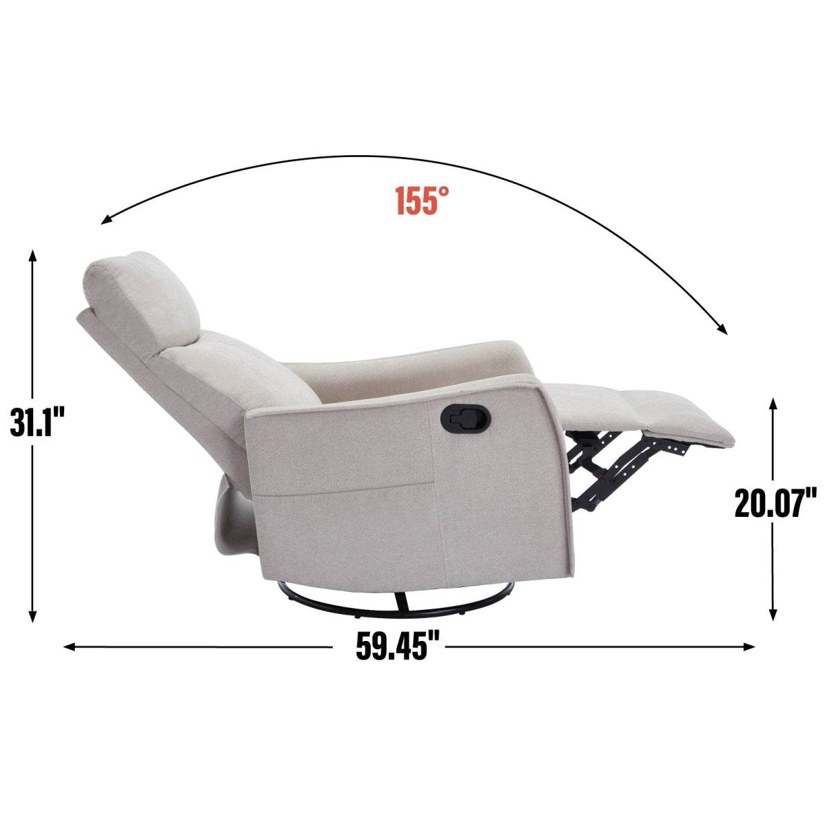 Heat Massage Medium - Firm Manual Recliner Chair With Swivel - Serenova - Omega Lifestyles