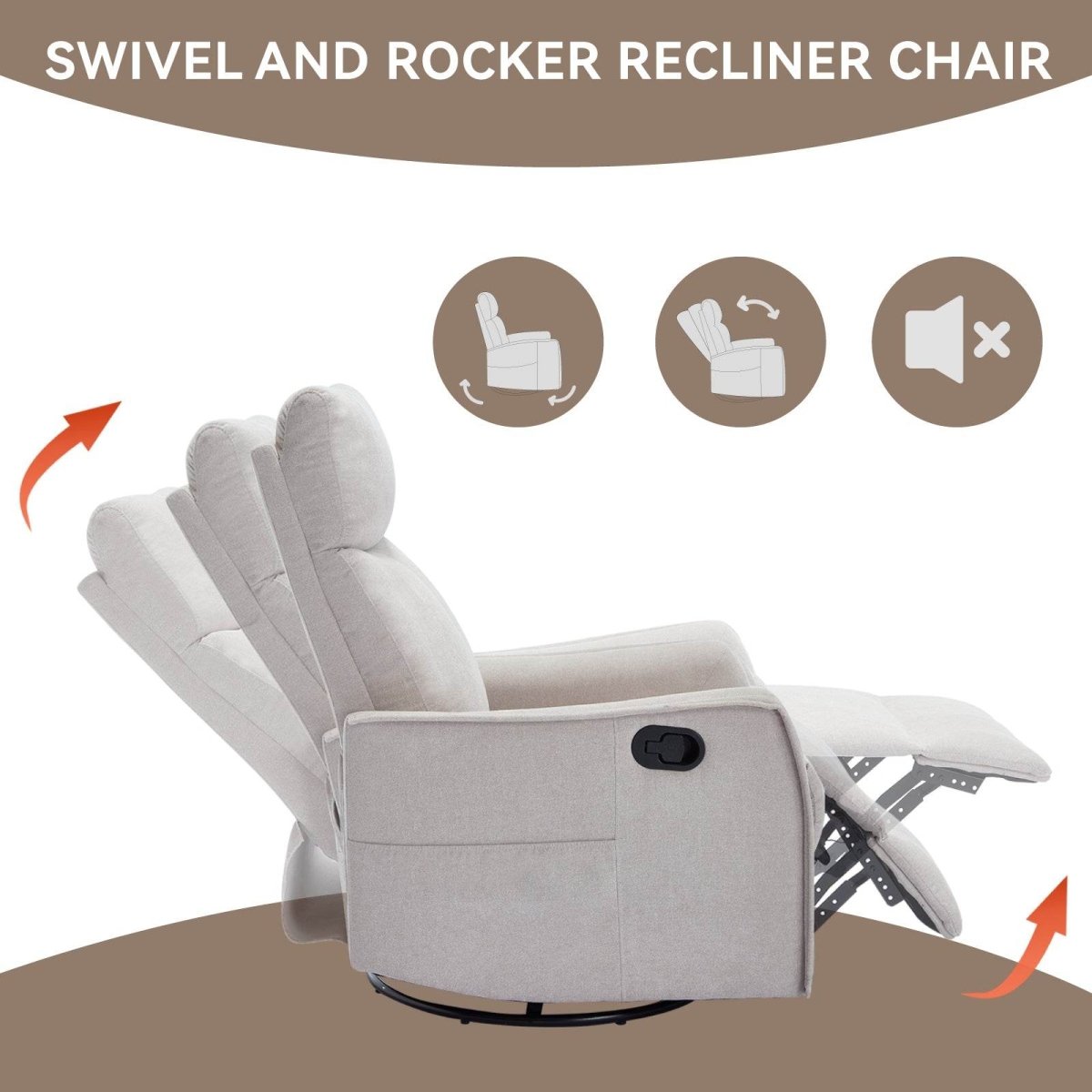 Heat Massage Medium - Firm Manual Recliner Chair With Swivel - Serenova - Omega Lifestyles