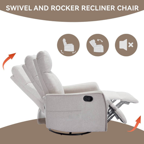 Heat Massage Medium - Firm Manual Recliner Chair With Swivel - Serenova - Omega Lifestyles