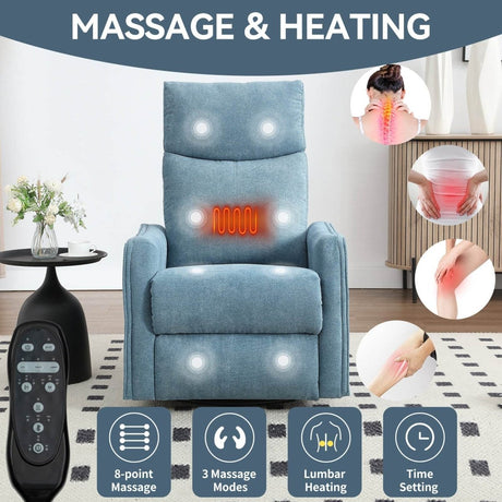 Heat Massage Medium - Firm Manual Recliner Chair With Swivel - Serenova - Omega Lifestyles