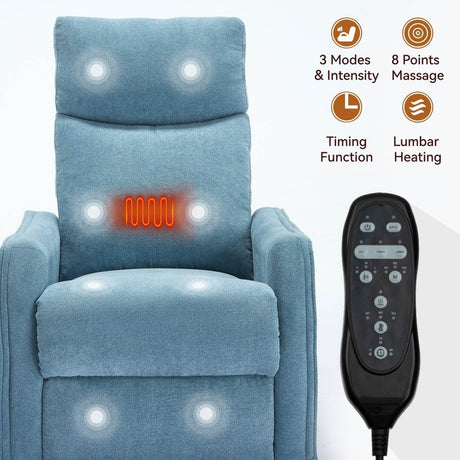Heat Massage Medium - Firm Manual Recliner Chair With Swivel - Serenova - Omega Lifestyles
