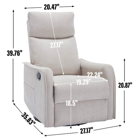 Heat Massage Medium - Firm Manual Recliner Chair With Swivel - Serenova - Omega Lifestyles