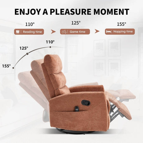 Heat Massage Recliner Chair With Swivel Rocker and Heat - Serenova - Omega Lifestyles
