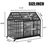 Heavy Duty 52-Inch Carbon Steel Dog Crate With Wheels - Omega Lifestyles