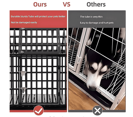 Heavy Duty 52-Inch Carbon Steel Dog Crate With Wheels - Omega Lifestyles
