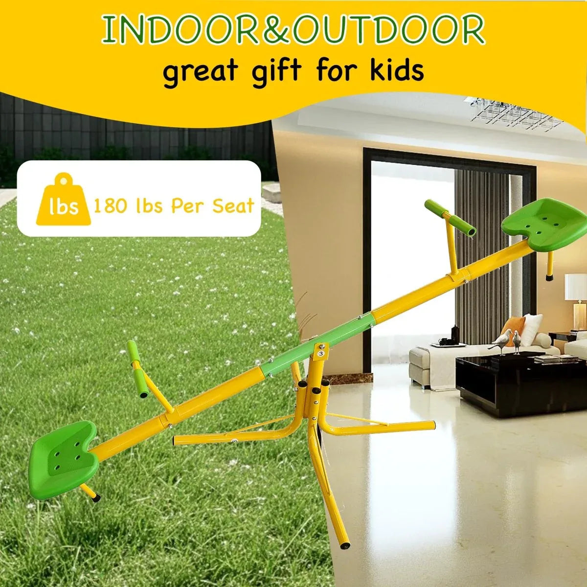 Heavy-Duty Metal 360-Degree Rotating Kids Seesaw - Omega Lifestyles