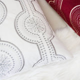 Holiday White Velvet Embroidered Decorative Throw Pillow 20x20 - Serenova - Omega Lifestyles