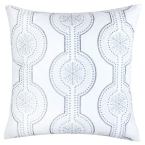 Holiday White Velvet Embroidered Decorative Throw Pillow 20x20 - Omega Lifestyles