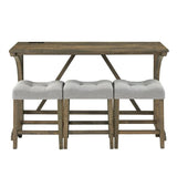 Industrial 4-Piece Bar Table And Chairs Set With Power Outlet - Omega Lifestyles