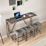 Industrial 4-Piece Bar Table And Chairs Set With Power Outlet - Omega Lifestyles