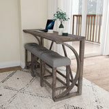 Industrial 4-Piece Bar Table And Chairs Set With Power Outlet - Omega Lifestyles