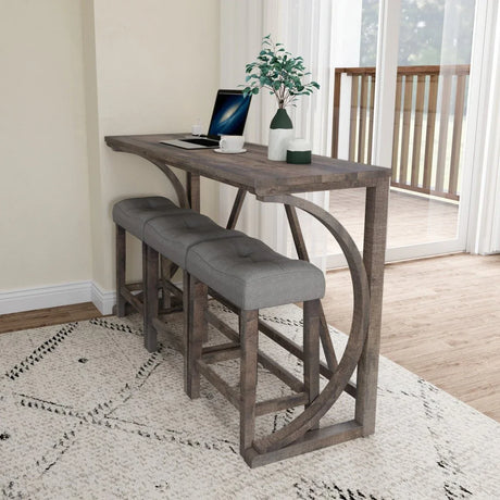 Industrial 4-Piece Bar Table And Chairs Set With Power Outlet - Omega Lifestyles