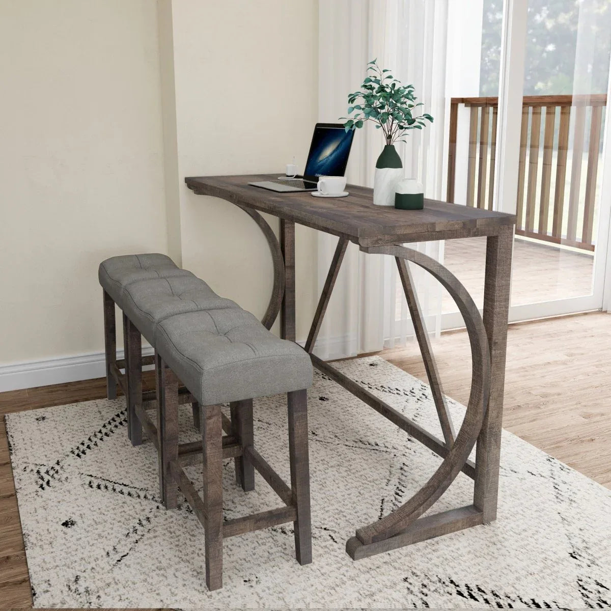 Industrial 4-Piece Bar Table And Chairs Set With Power Outlet - Omega Lifestyles