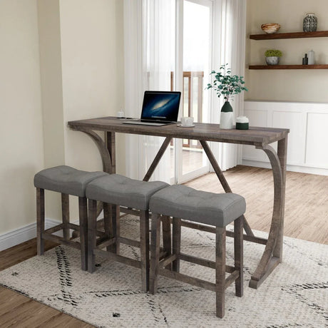 Industrial 4-Piece Bar Table And Chairs Set With Power Outlet - Omega Lifestyles